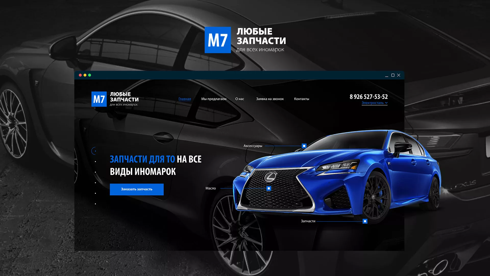 Разработка сайта магазина автозапчастей «М7» в Болхове