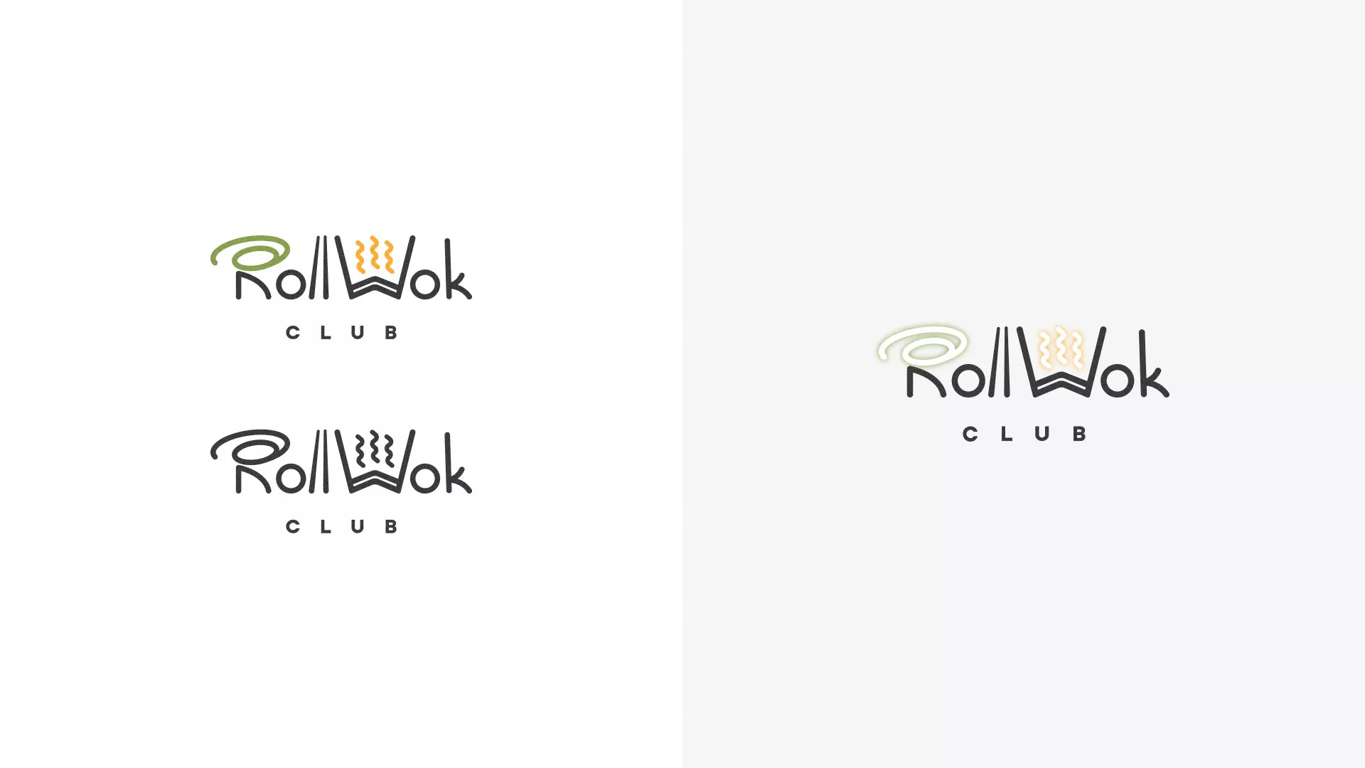 Разработка логотипа и фирменного стиля суши-бара «Roll Wok Club» в Болхове